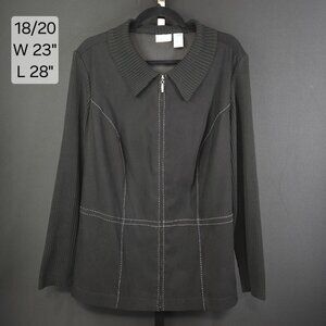 Vintage Fashion Bug Jacket Womens Plus 2X 18/20 Y2K Black Zip Cardigan Tunic